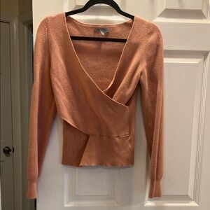 Peach Long Sleeve Wrap Sweater